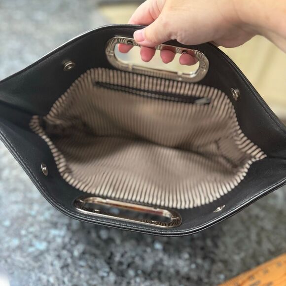 Black Rhinestone Handle Clutch Purse – Evening Handbag with Silver Details - Picture 8 of 8